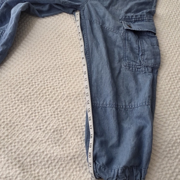 LRL Ralph Lauren Light Wash Chambray Cargo Drawstring Linen Blend Pants Size 6 - Picture 7 of 7